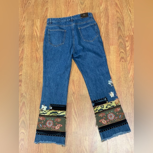 Amazing Vintage Etro Embroidered Boho Paisley Bootcut Flare Jeans - Picture 11 of 14